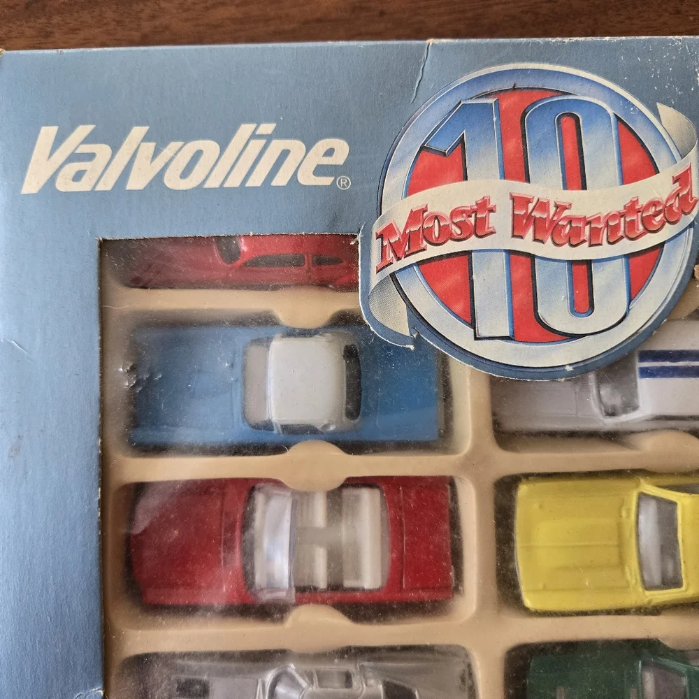 Valvoline Cars Most Wanted vintage match box cars? Box is beatup cars pristine - Picture 2 of 8